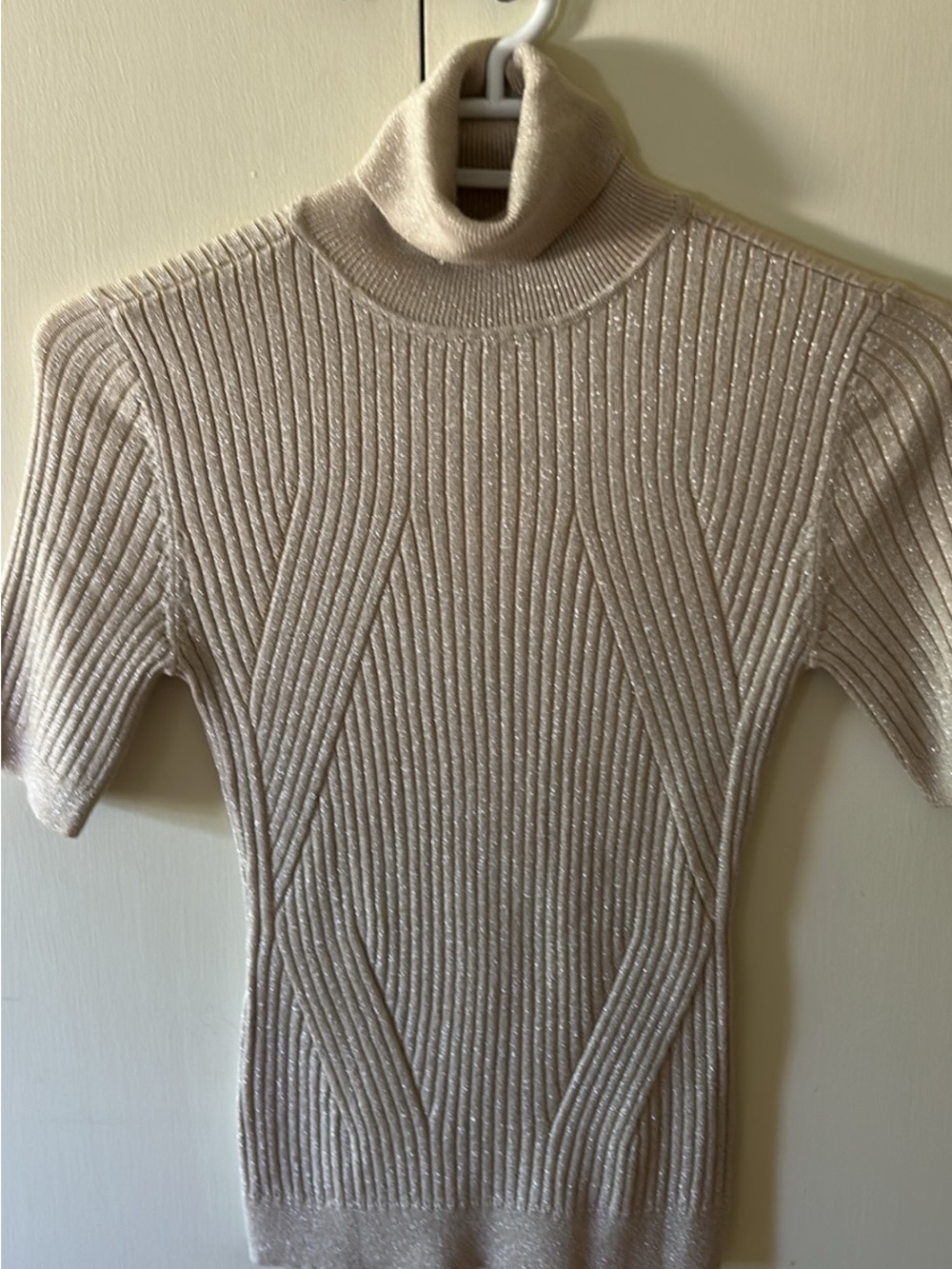 Tristan Cream Short-Sleeve Ribbed Turtleneck